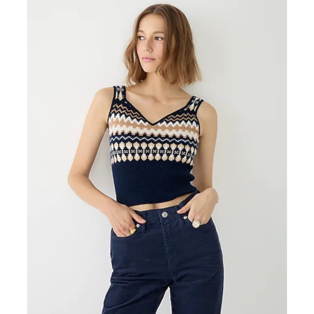 30. J.Crew Cashmere Fair Isle tank top - Picture 2 of 12